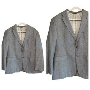 JOS A BANKS Men’s 2 Button Silk Wool Houndstooth Gray Suit Jacket Blazer SZ 46R‎